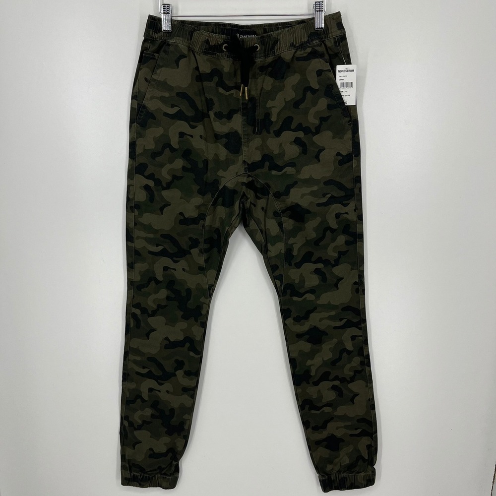 Zanerobe Mens Sureshot Camo Jogger Pants Green Camouflage Size 32 New NWT